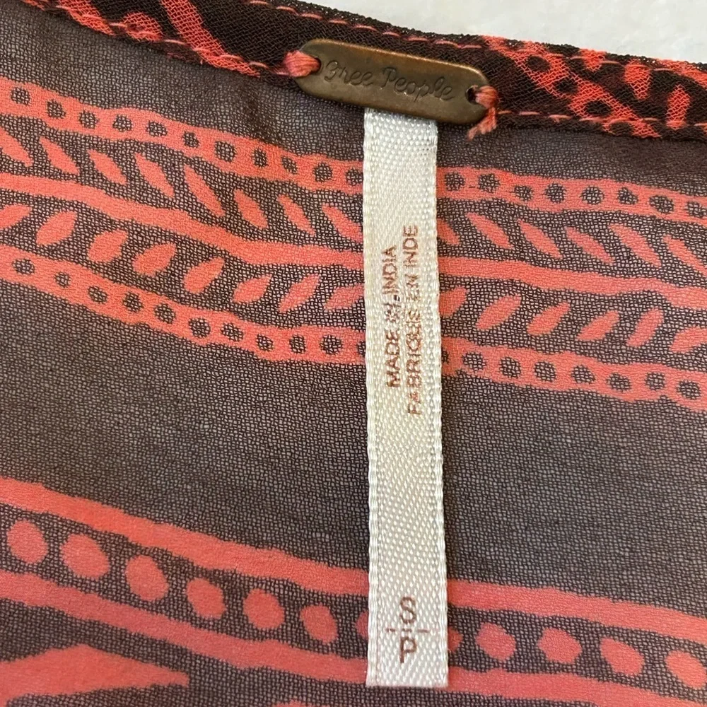 Free People Beaded Printed Boho Blouse | Size Small